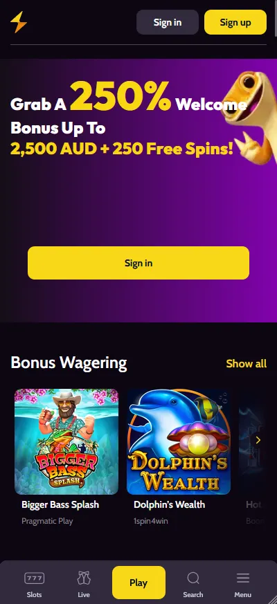 Zoome3 Casino mobile view